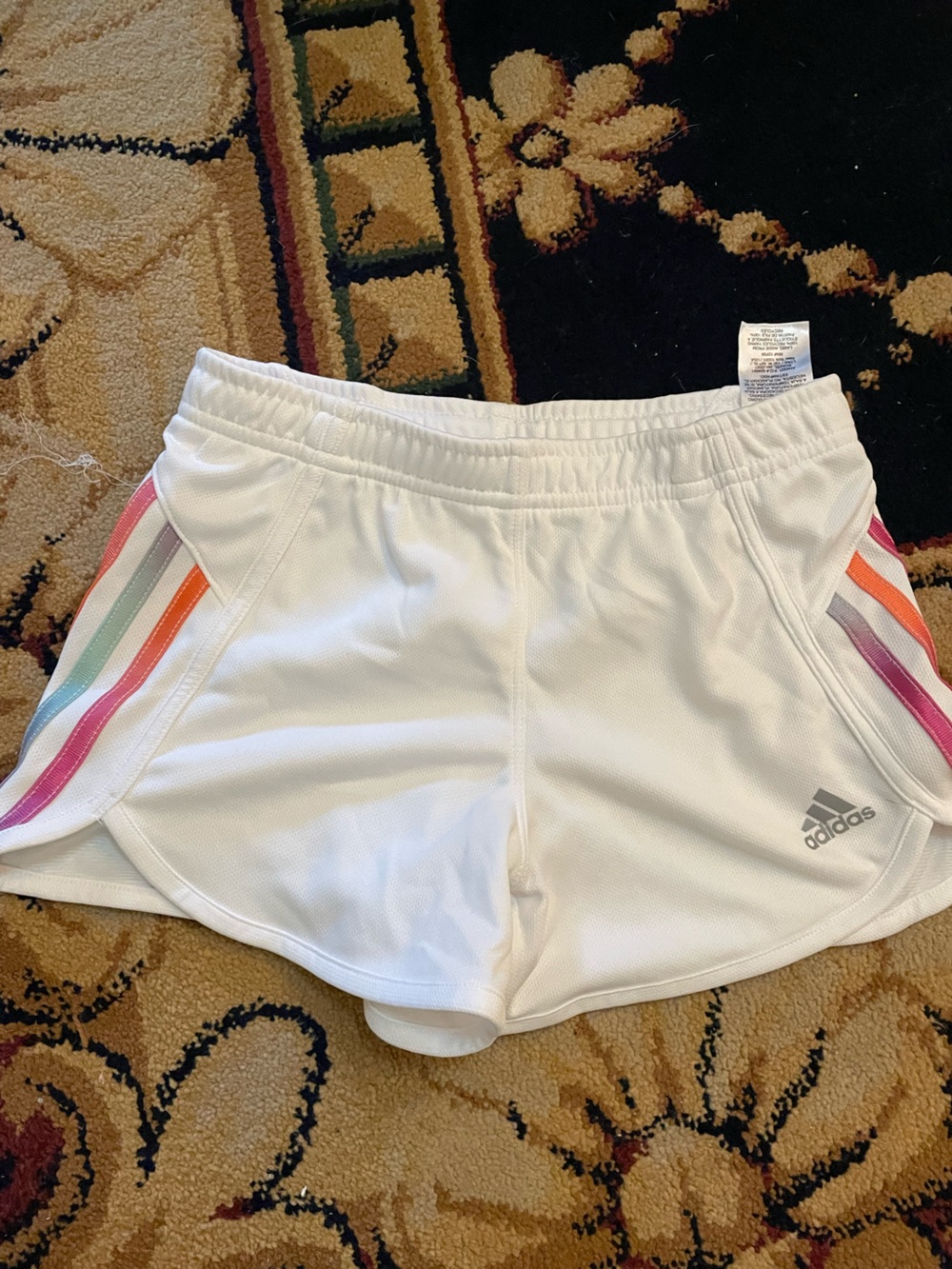 adidas White Athletic Shorts with Black Logo